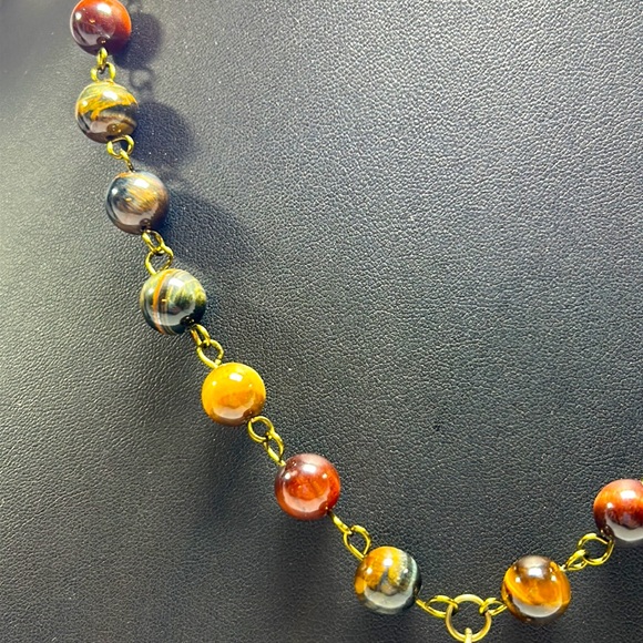 Handmade Crescent Moon & Paw Print Heart Necklace with Natural Tiger Eye Stones! - Picture 8 of 10